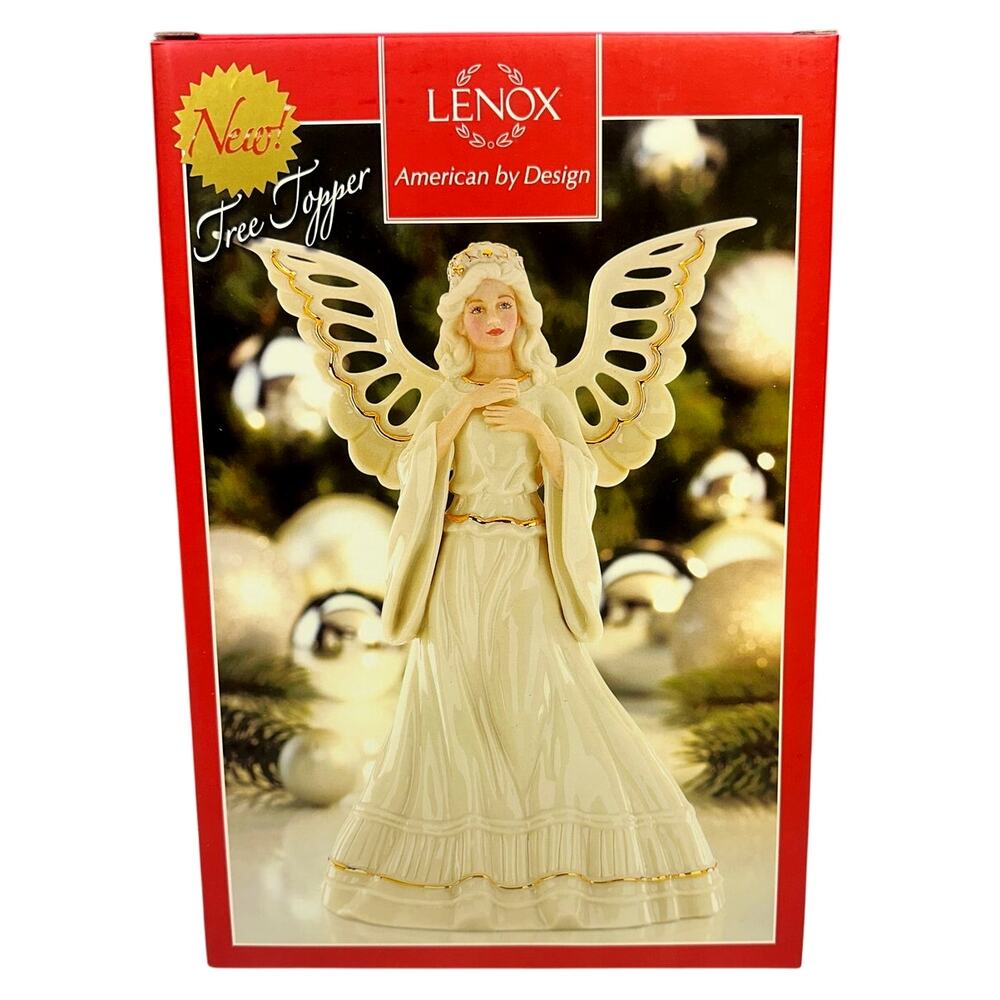 Lenox Angelic Visions Porcelain Ivory/Gold Angel Tree Topper 829653 Vintage NIB